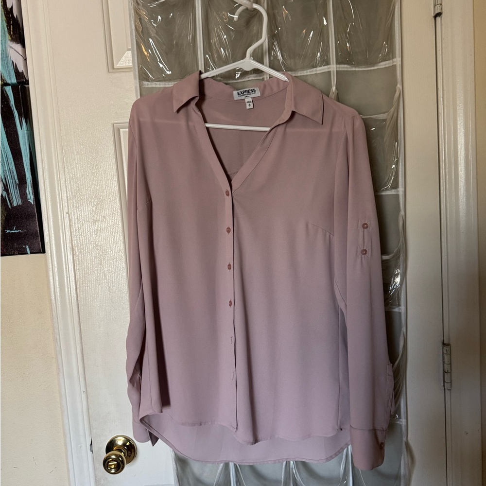 Express Mauve Button-Up Blouse